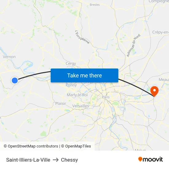 Saint-Illiers-La-Ville to Chessy map