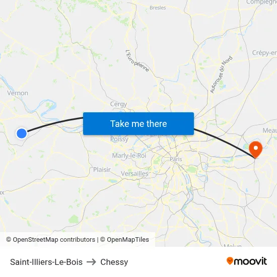 Saint-Illiers-Le-Bois to Chessy map