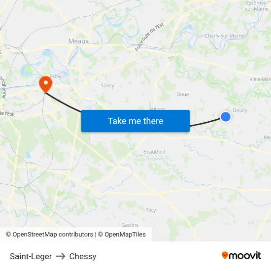 Saint-Leger to Chessy map