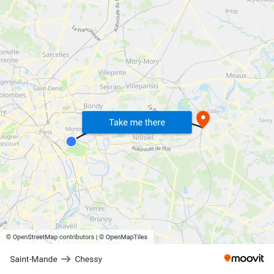 Saint-Mande to Chessy map