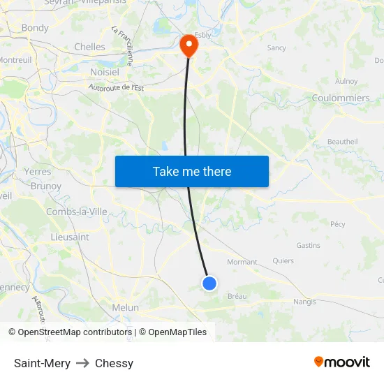Saint-Mery to Chessy map