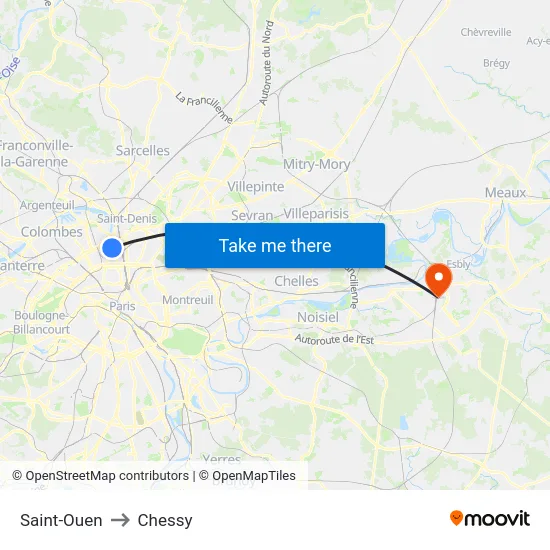 Saint-Ouen to Chessy map