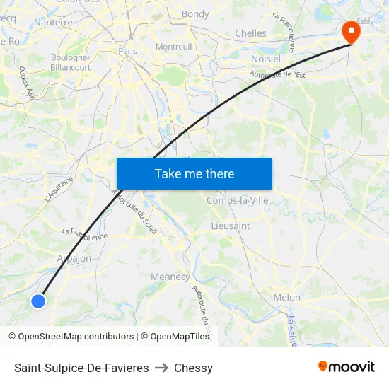 Saint-Sulpice-De-Favieres to Chessy map