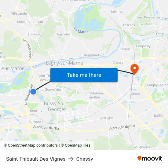 Saint-Thibault-Des-Vignes to Chessy map