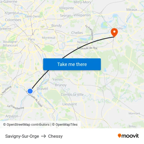 Savigny-Sur-Orge to Chessy map
