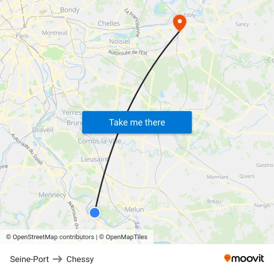 Seine-Port to Chessy map