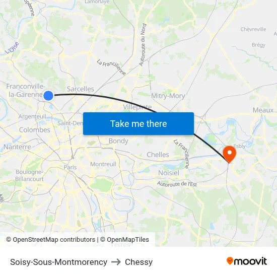 Soisy-Sous-Montmorency to Chessy map