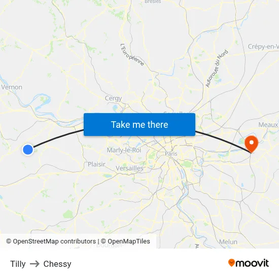 Tilly to Chessy map