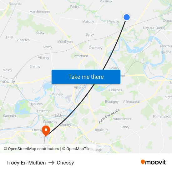 Trocy-En-Multien to Chessy map