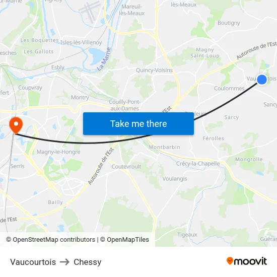 Vaucourtois to Chessy map