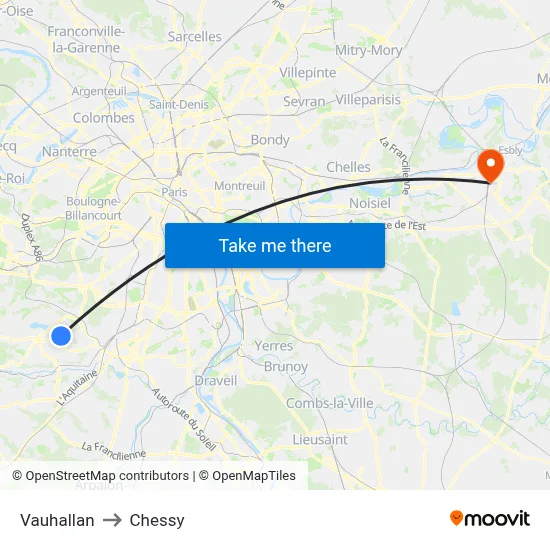 Vauhallan to Chessy map