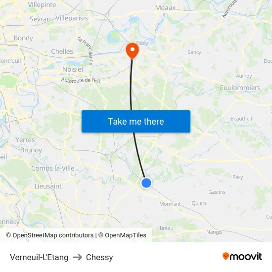 Verneuil-L'Etang to Chessy map