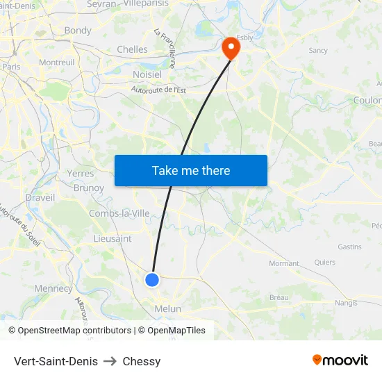 Vert-Saint-Denis to Chessy map