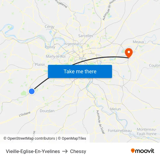 Vieille-Eglise-En-Yvelines to Chessy map