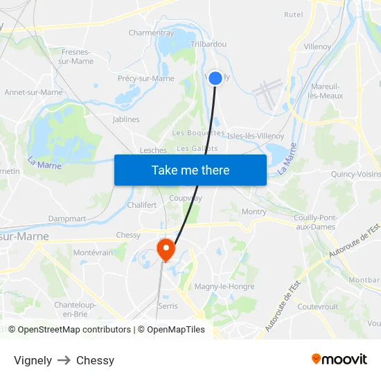 Vignely to Chessy map