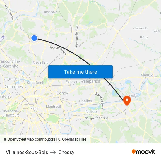 Villaines-Sous-Bois to Chessy map