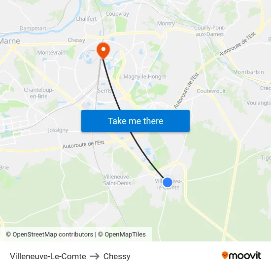 Villeneuve-Le-Comte to Chessy map