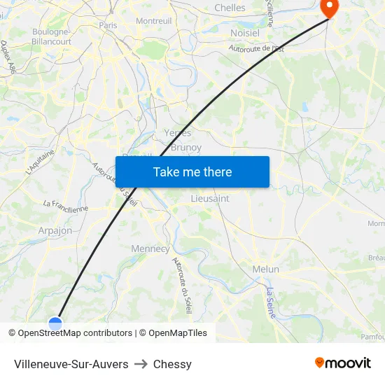 Villeneuve-Sur-Auvers to Chessy map