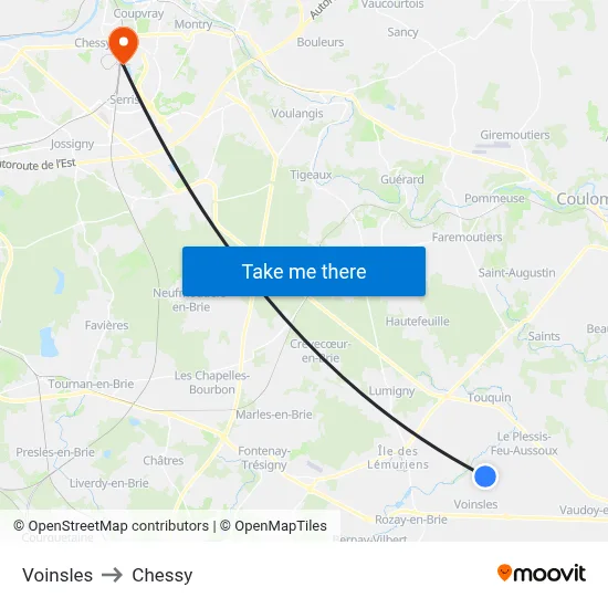Voinsles to Chessy map