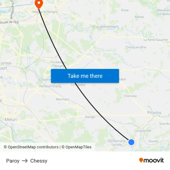 Paroy to Chessy map