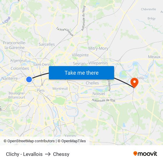 Clichy - Levallois to Chessy map