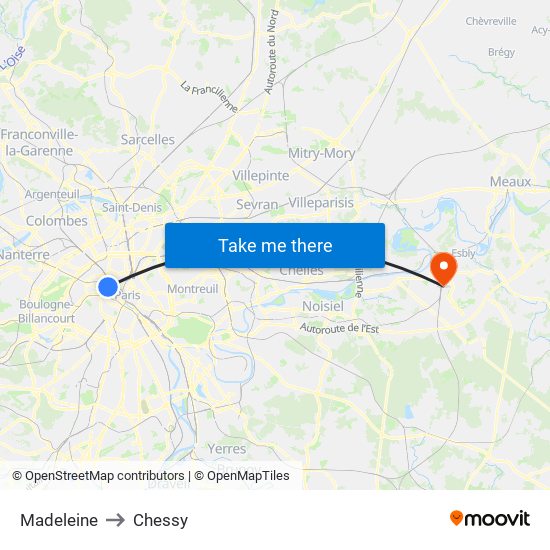 Madeleine to Chessy map