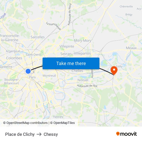 Place de Clichy to Chessy map