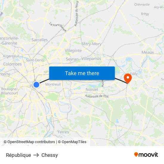 République to Chessy map