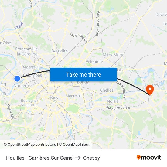 Houilles - Carrières-Sur-Seine to Chessy map