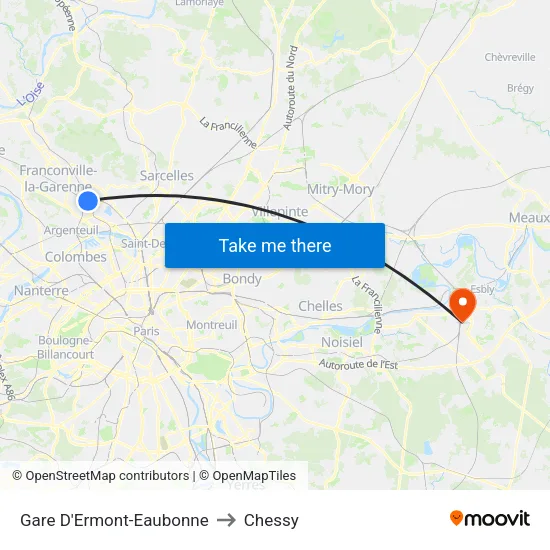Gare D'Ermont-Eaubonne to Chessy map