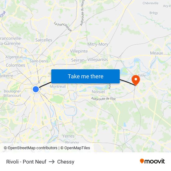 Rivoli - Pont Neuf to Chessy map
