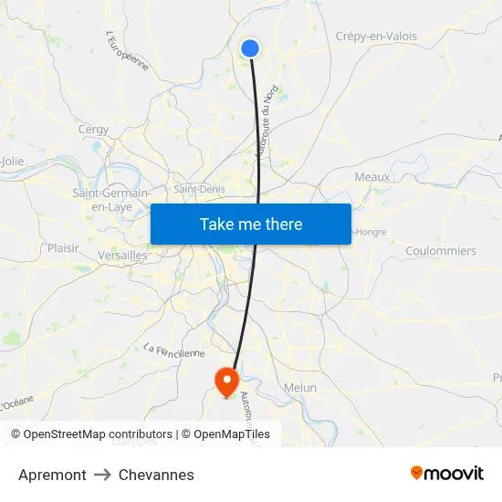 Apremont to Chevannes map