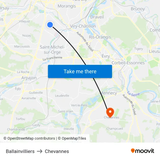 Ballainvilliers to Chevannes map