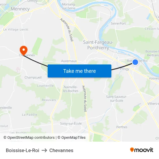 Boissise-Le-Roi to Chevannes map