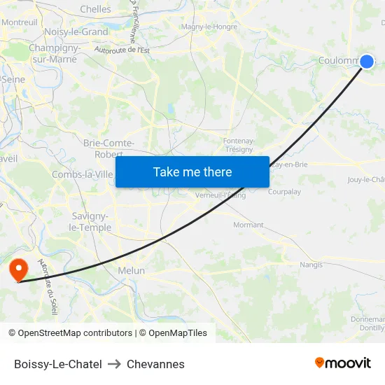 Boissy-Le-Chatel to Chevannes map