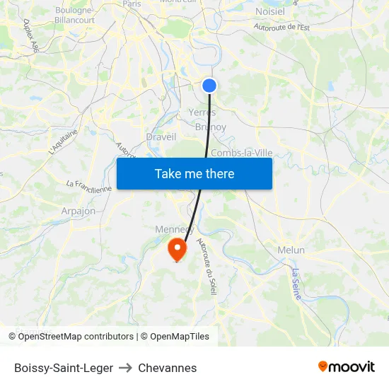Boissy-Saint-Leger to Chevannes map