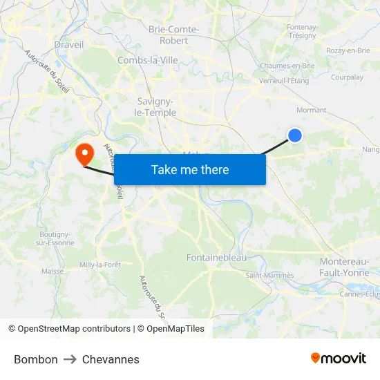 Bombon to Chevannes map