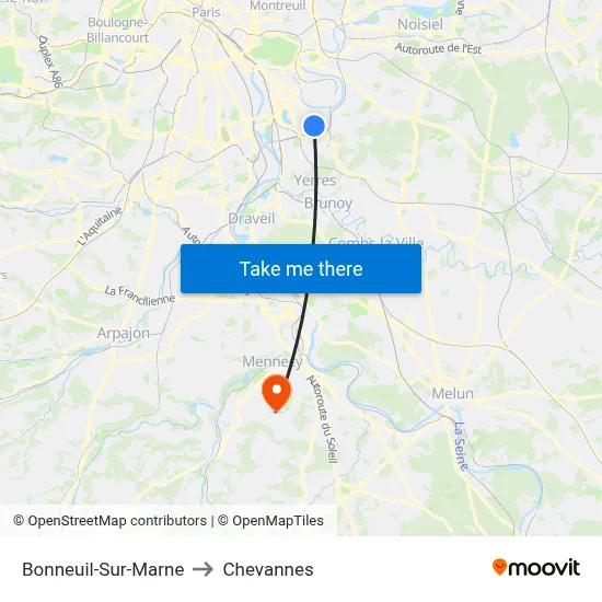 Bonneuil-Sur-Marne to Chevannes map