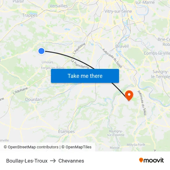 Boullay-Les-Troux to Chevannes map