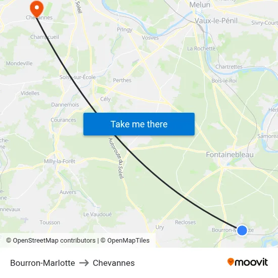 Bourron-Marlotte to Chevannes map