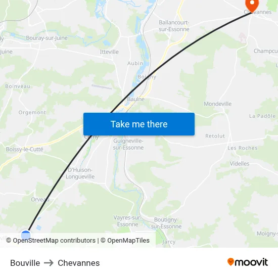 Bouville to Chevannes map