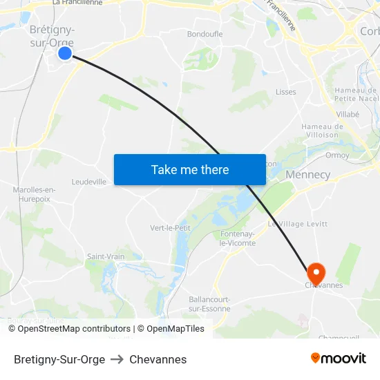 Bretigny-Sur-Orge to Chevannes map