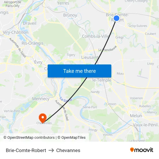Brie-Comte-Robert to Chevannes map