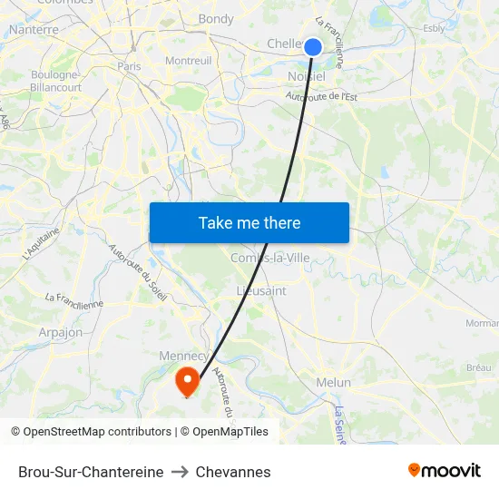 Brou-Sur-Chantereine to Chevannes map