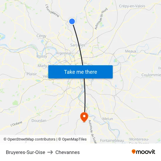 Bruyeres-Sur-Oise to Chevannes map