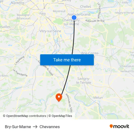 Bry-Sur-Marne to Chevannes map