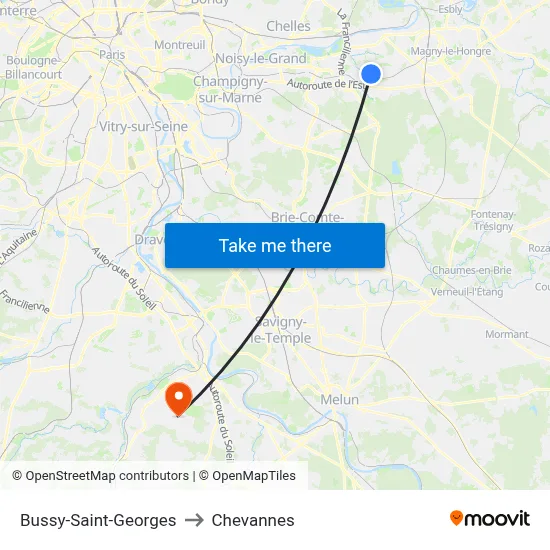 Bussy-Saint-Georges to Chevannes map