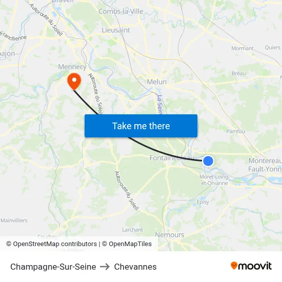 Champagne-Sur-Seine to Chevannes map