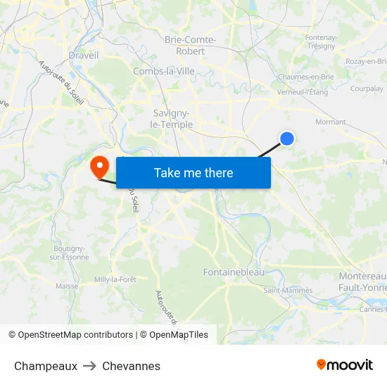 Champeaux to Chevannes map