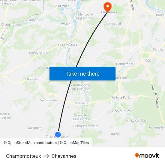 Champmotteux to Chevannes map